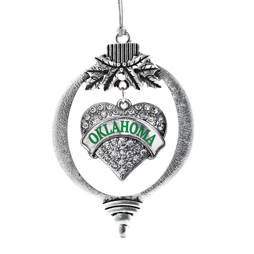 Oklahoma Pave Heart Charm Christmas / Holiday Ornament