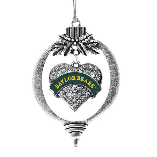 Baylor Bears Pave Heart Charm Christmas / Holiday Ornament