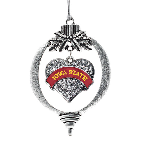 Iowa State University Pave Heart Charm Christmas / Holiday Ornament