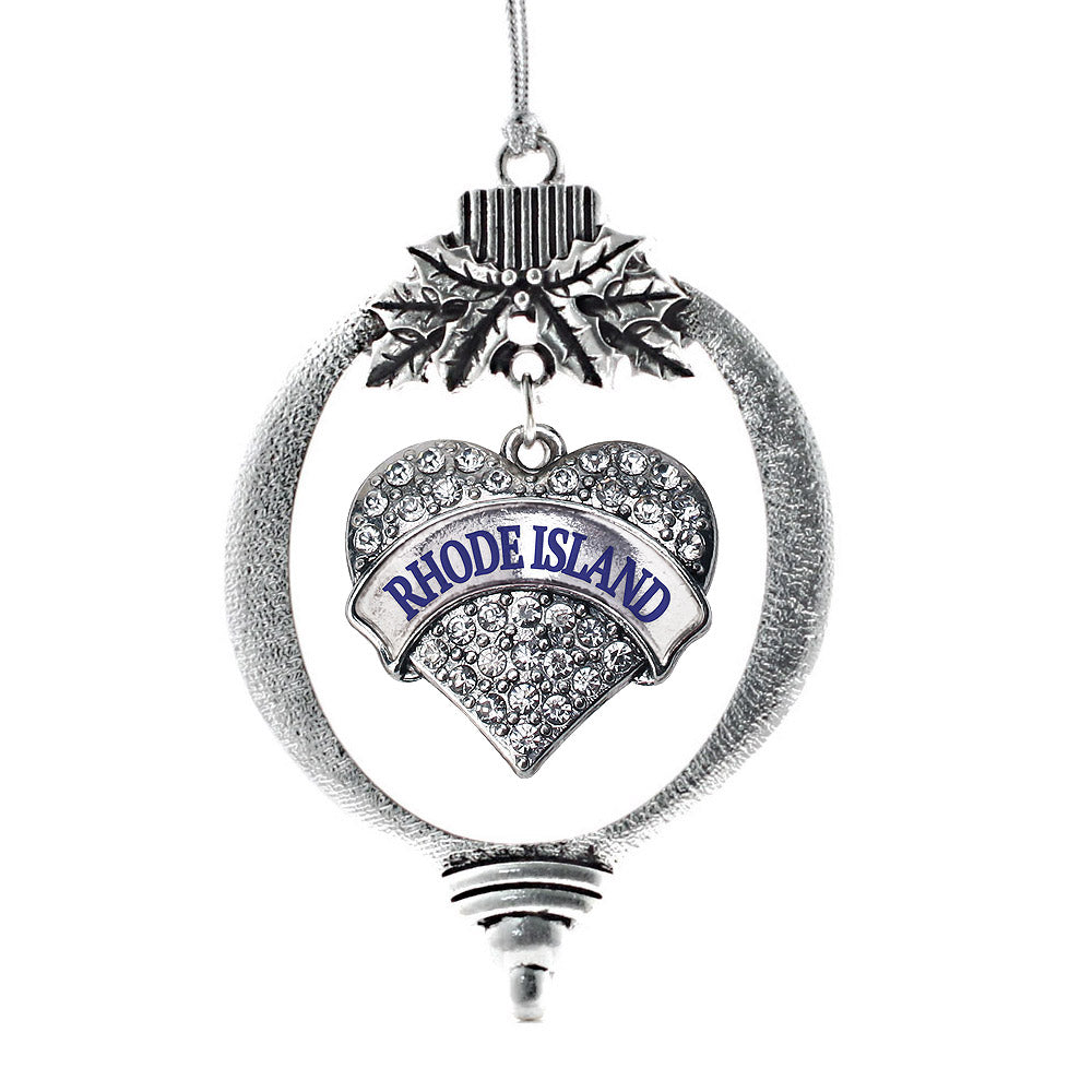 Rhode Island Pave Heart Charm Christmas / Holiday Ornament