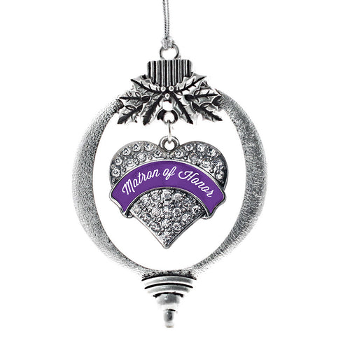 Purple Matron Pave Heart Charm Christmas / Holiday Ornament
