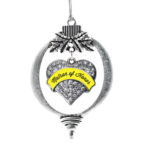 Yellow Matron Pave Heart Charm Christmas / Holiday Ornament