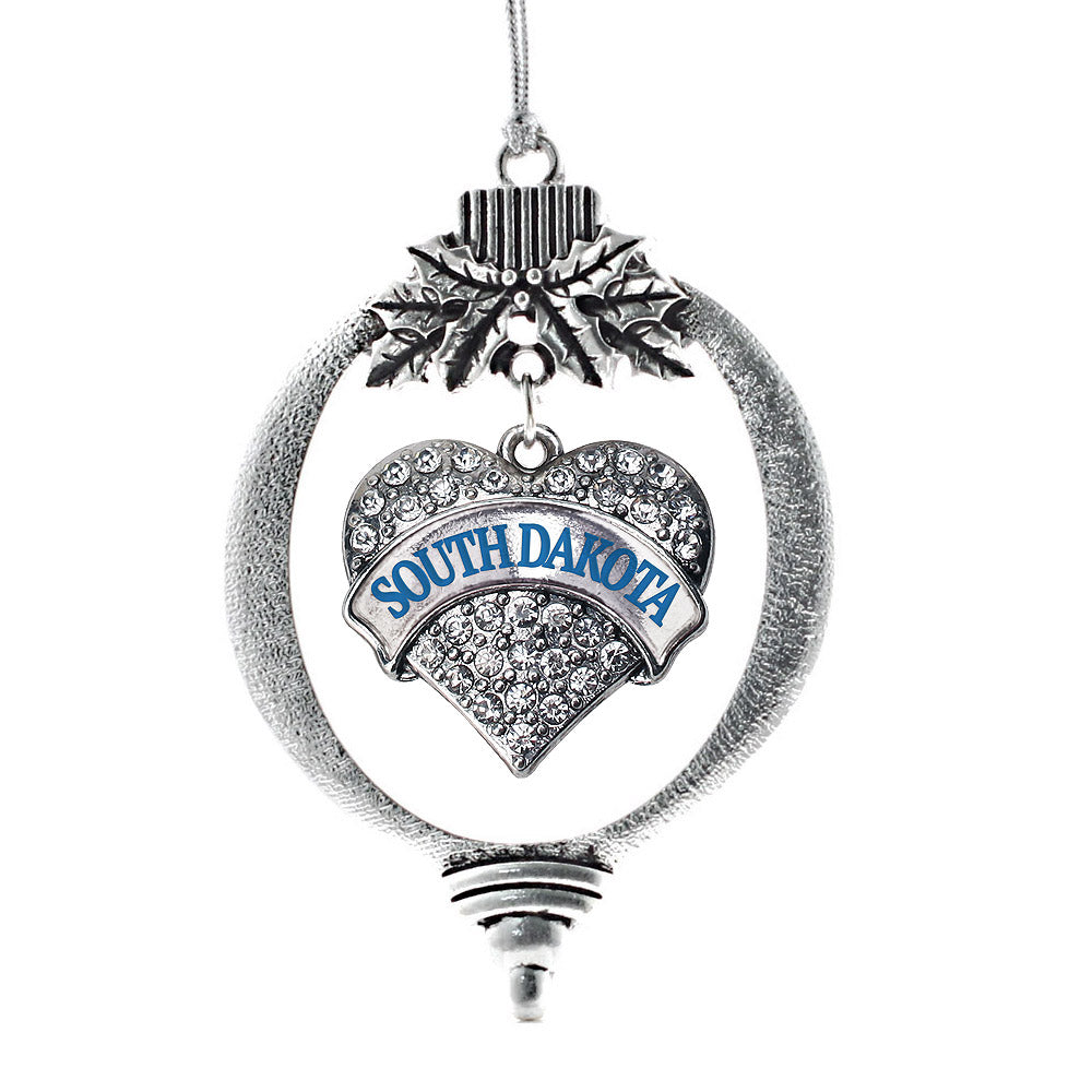 South Dakota Pave Heart Charm Christmas / Holiday Ornament