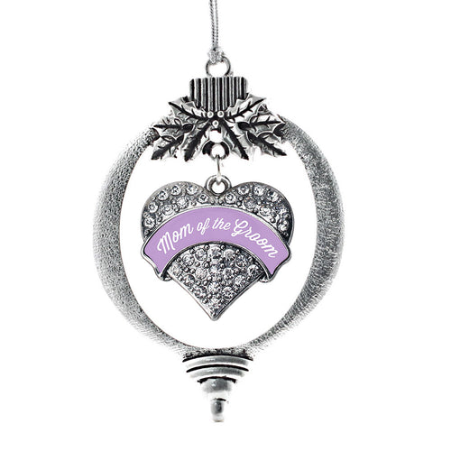Lavender Mom of the Groom Pave Heart Charm Christmas / Holiday Ornament
