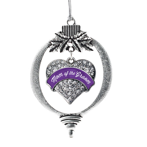Purple Mom of the Groom Pave Heart Charm Christmas / Holiday Ornament