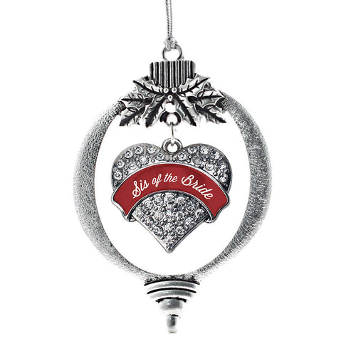 Crimson Red Sis of the Bride Pave Heart Charm Christmas / Holiday Ornament