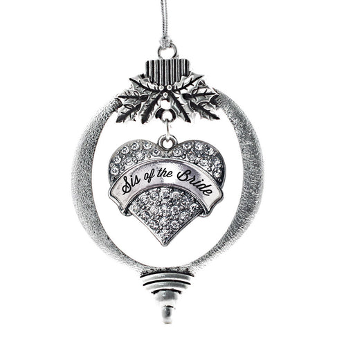 Silver Sis of the Bride Pave Heart Charm Christmas / Holiday Ornament