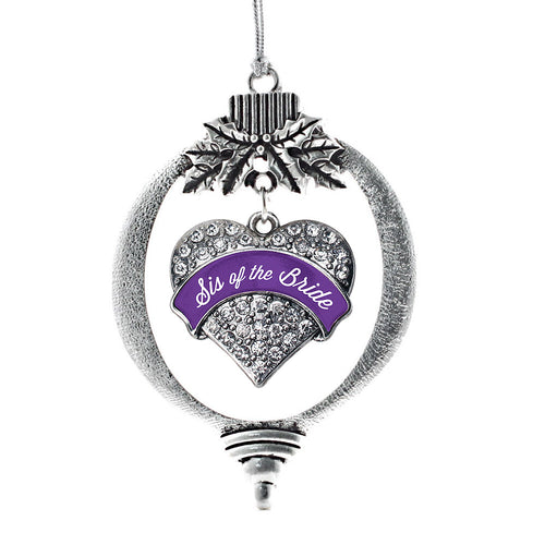 Purple Sis of the Bride Pave Heart Charm Christmas / Holiday Ornament