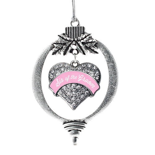 Light Pink Sis of the Groom Pave Heart Charm Christmas / Holiday Ornament