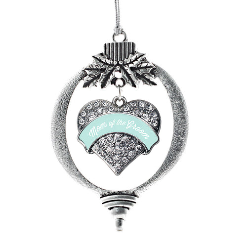 Mint Mom of Groom Pave Heart Charm Christmas / Holiday Ornament
