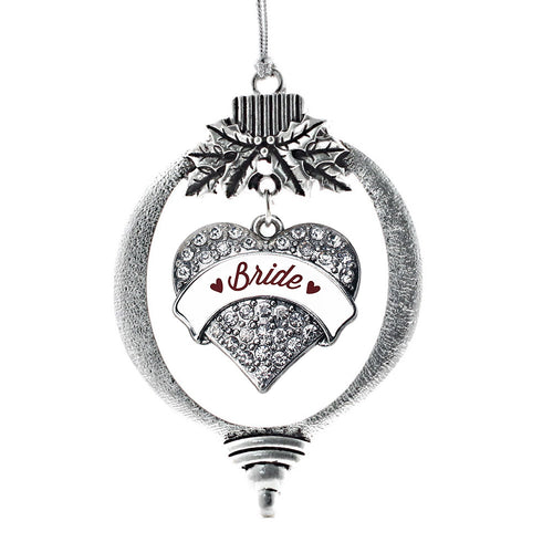 Burgundy Bride Pave Heart Charm Christmas / Holiday Ornament