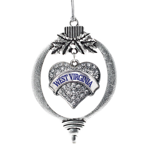 West Virginia Pave Heart Charm Christmas / Holiday Ornament