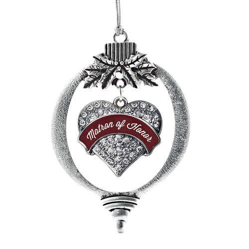 Burgundy Mom of the Bride Pave Heart Charm Christmas / Holiday Ornament