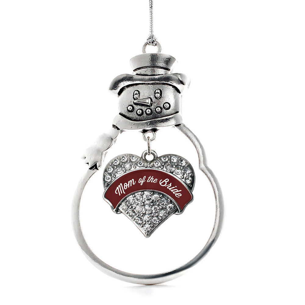 Burgundy Mom of the Bride Pave Heart Charm Christmas / Holiday Ornament