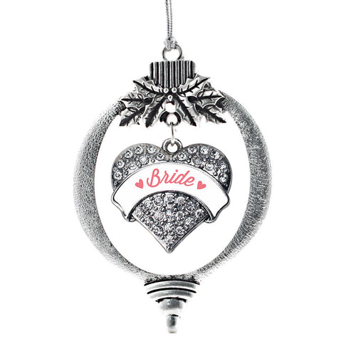 Coral Bride Pave Heart Charm Christmas / Holiday Ornament