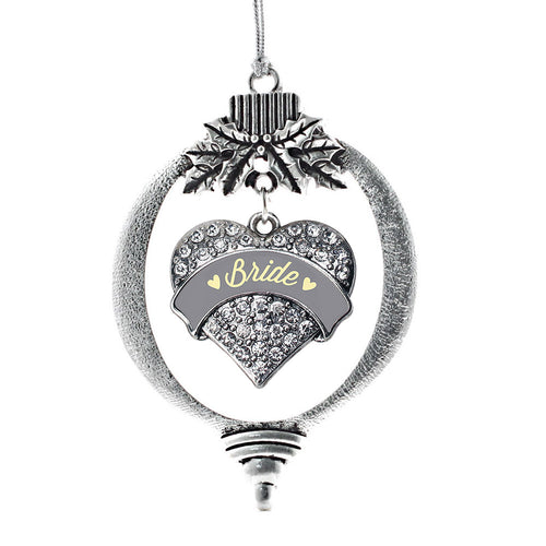 Cream Bride Pave Heart Charm Christmas / Holiday Ornament