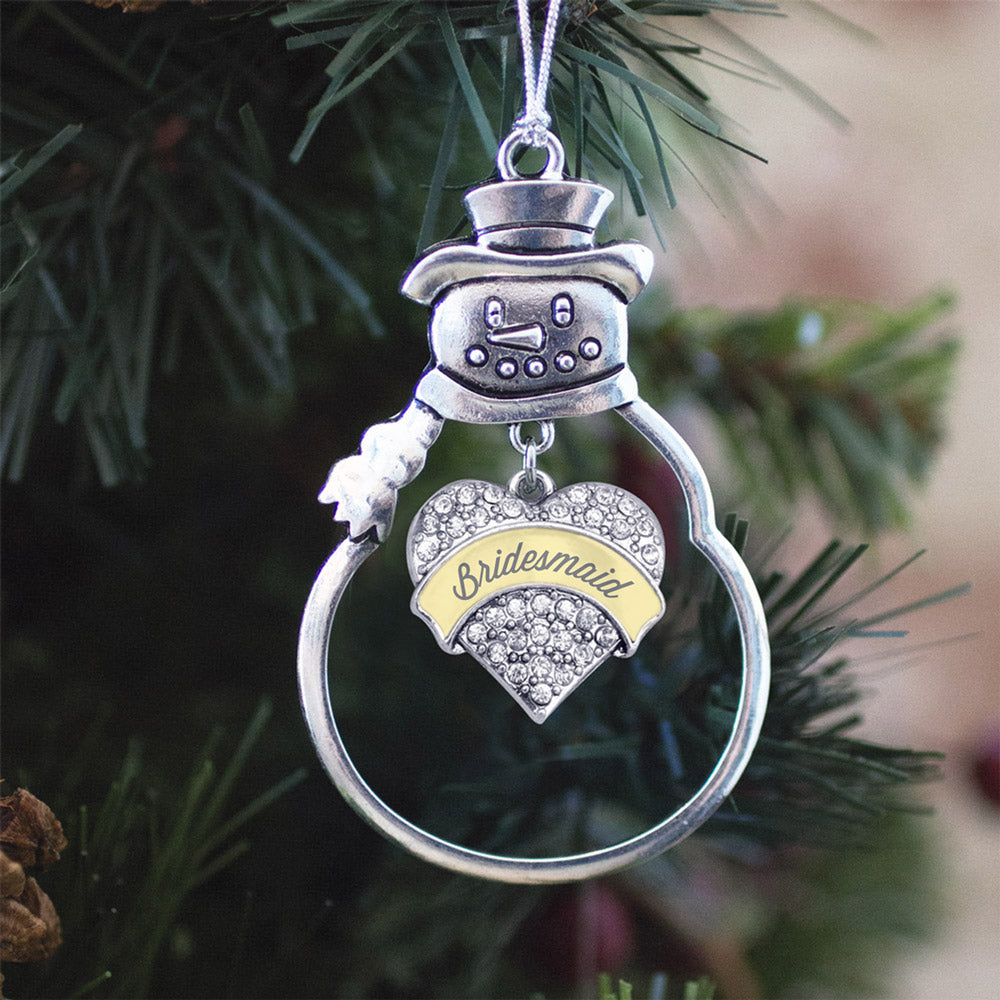 Cream Bridesmaid Pave Heart Charm Christmas / Holiday Ornament