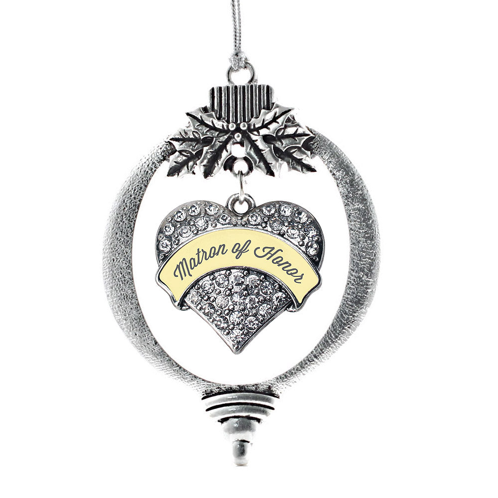 Cream Matron of Honor Pave Heart Charm Christmas / Holiday Ornament