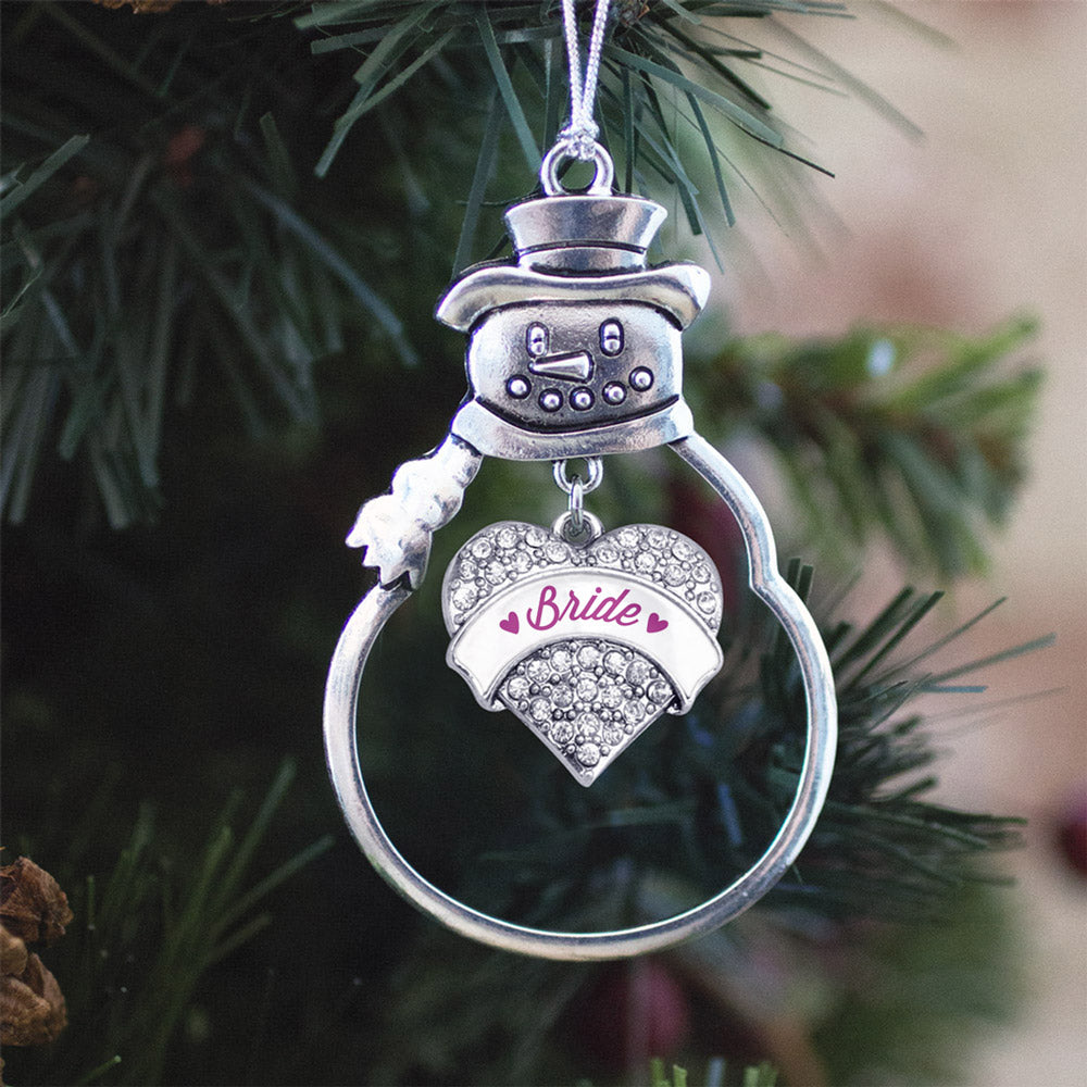 Magenta Bride Pave Heart Charm Christmas / Holiday Ornament