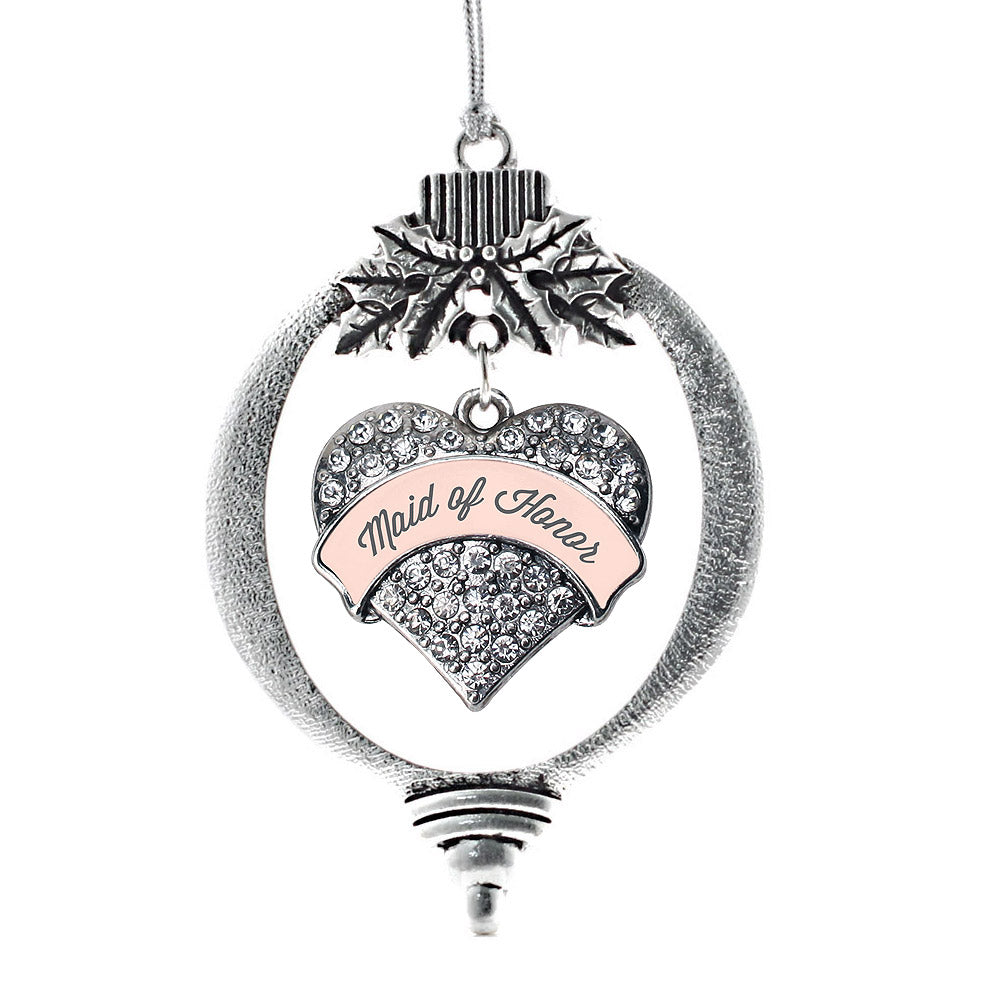 Nude Maid of Honor Pave Heart Charm Christmas / Holiday Ornament