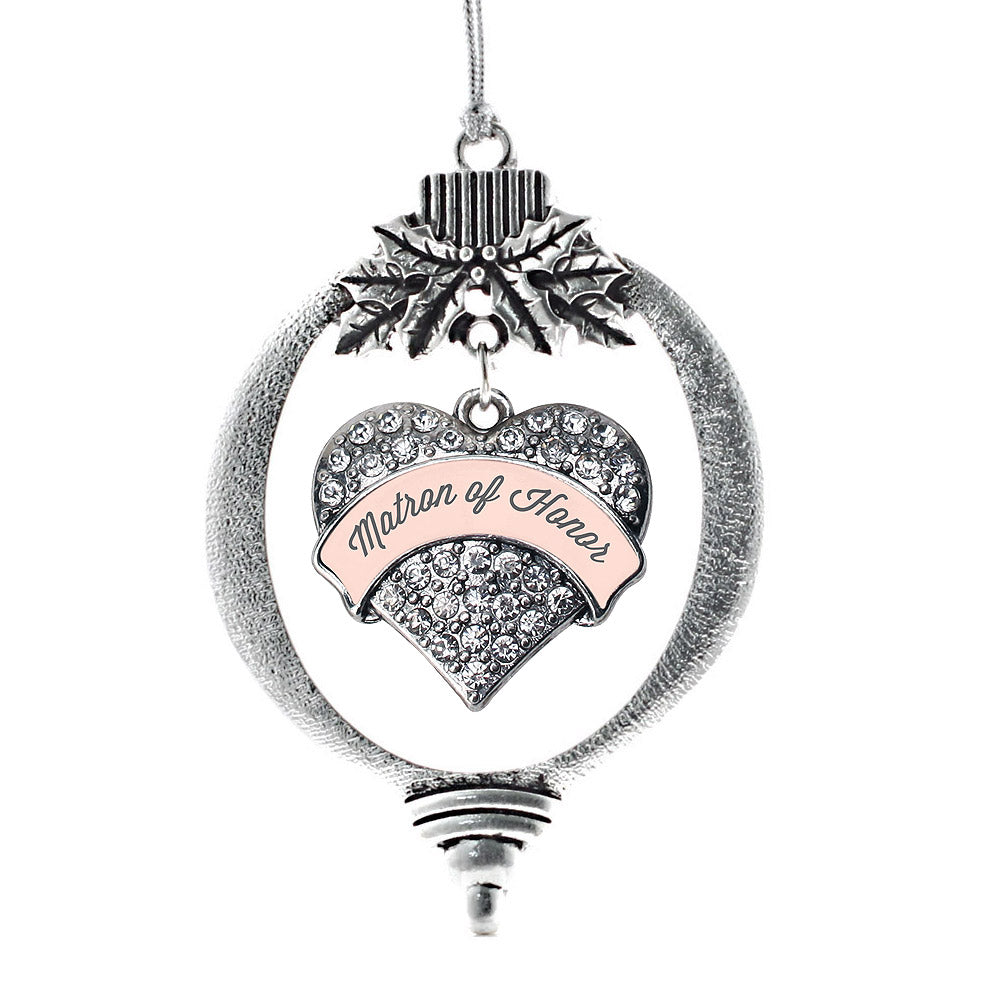 Nude Matron of Honor Pave Heart Charm Christmas / Holiday Ornament
