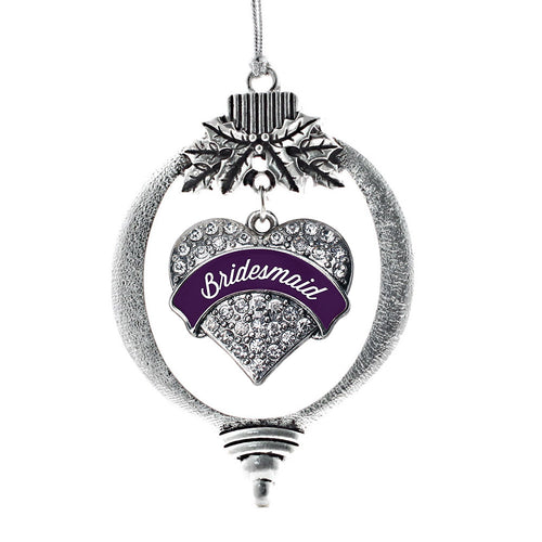 Plum Bridesmaids Pave Heart Charm Christmas / Holiday Ornament