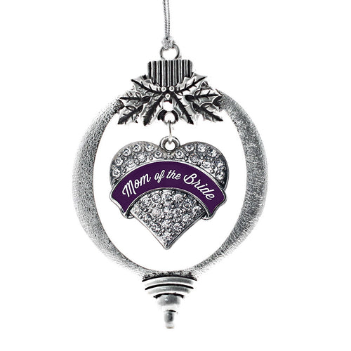 Plum Mom of Bride Pave Heart Charm Christmas / Holiday Ornament