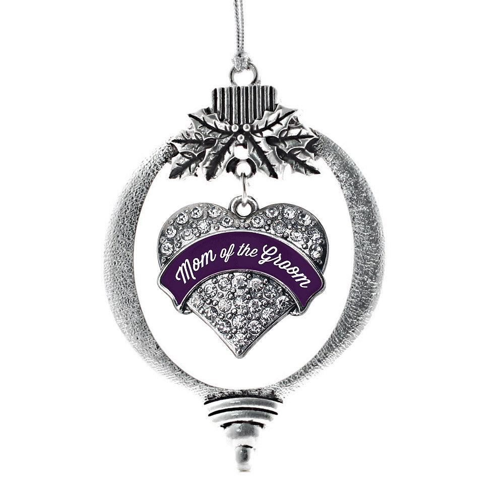 Plum Mom of Groom Pave Heart Charm Christmas / Holiday Ornament