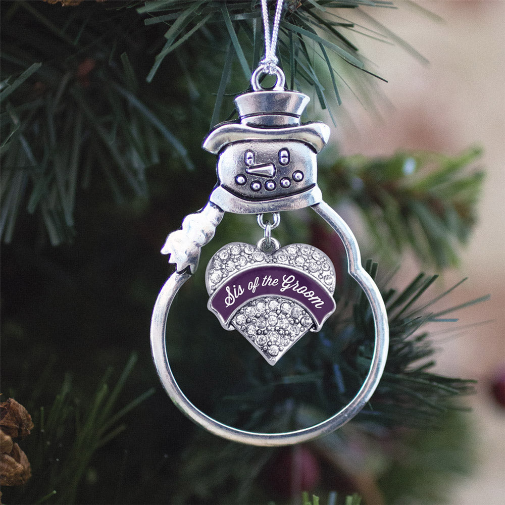Plum Sis of the Groom Pave Heart Charm Christmas / Holiday Ornament