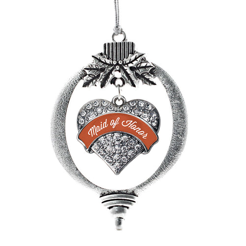 Rust Maid of Honor Pave Heart Charm Christmas / Holiday Ornament