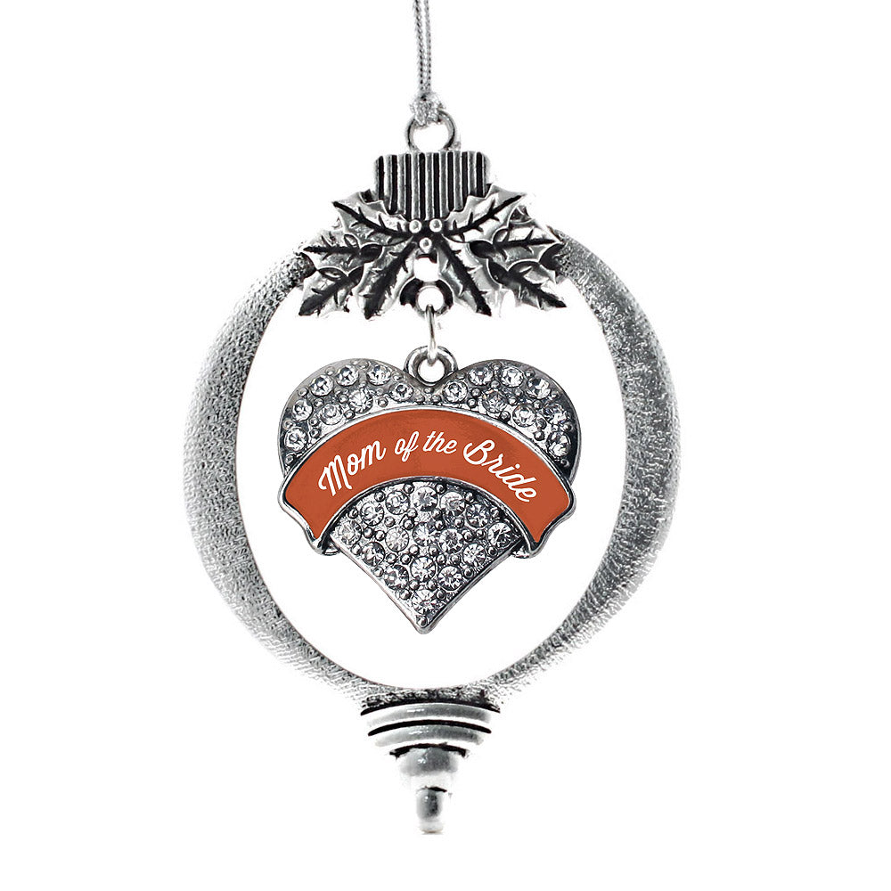 Rust Mom of Bride Pave Heart Charm Christmas / Holiday Ornament