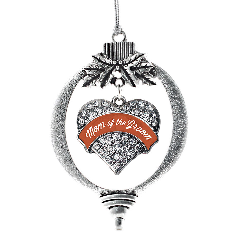 Rust Mom of Groom Pave Heart Charm Christmas / Holiday Ornament