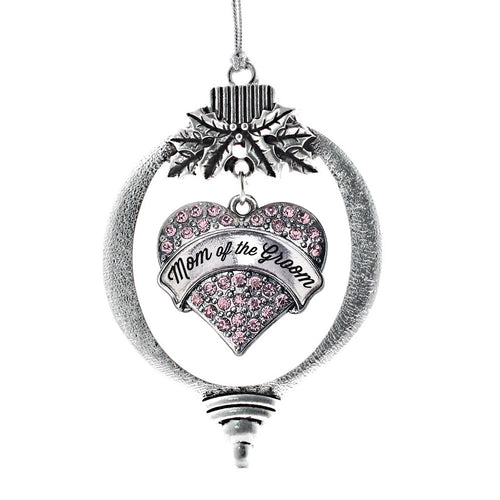 Script Pink Mom of the Groom Pave Heart Charm Christmas / Holiday Ornament