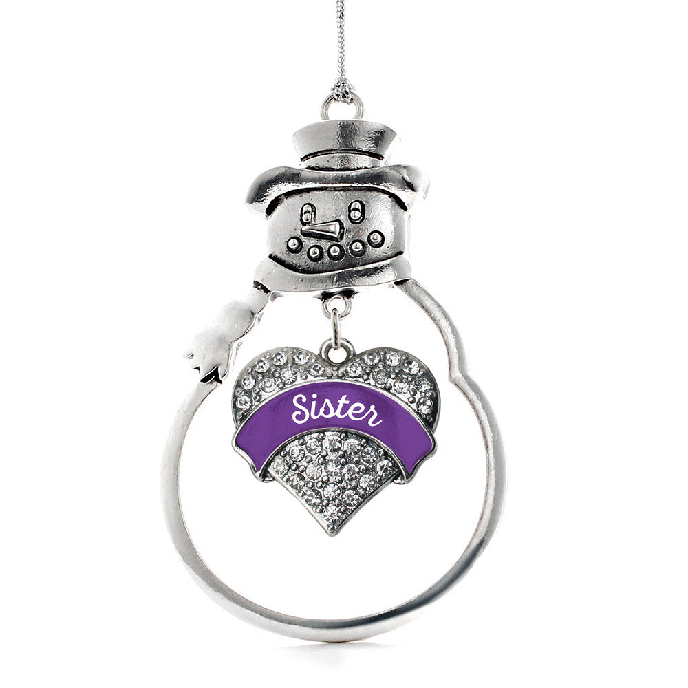 Purple Sister Pave Heart Charm Christmas / Holiday Ornament