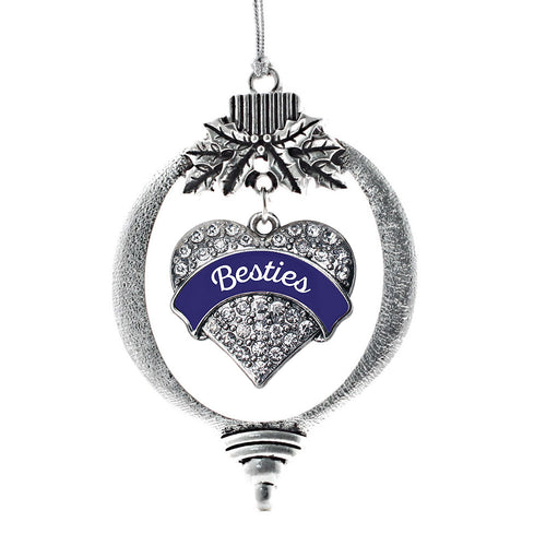 Navy Blue Besties Pave Heart Charm Christmas / Holiday Ornament