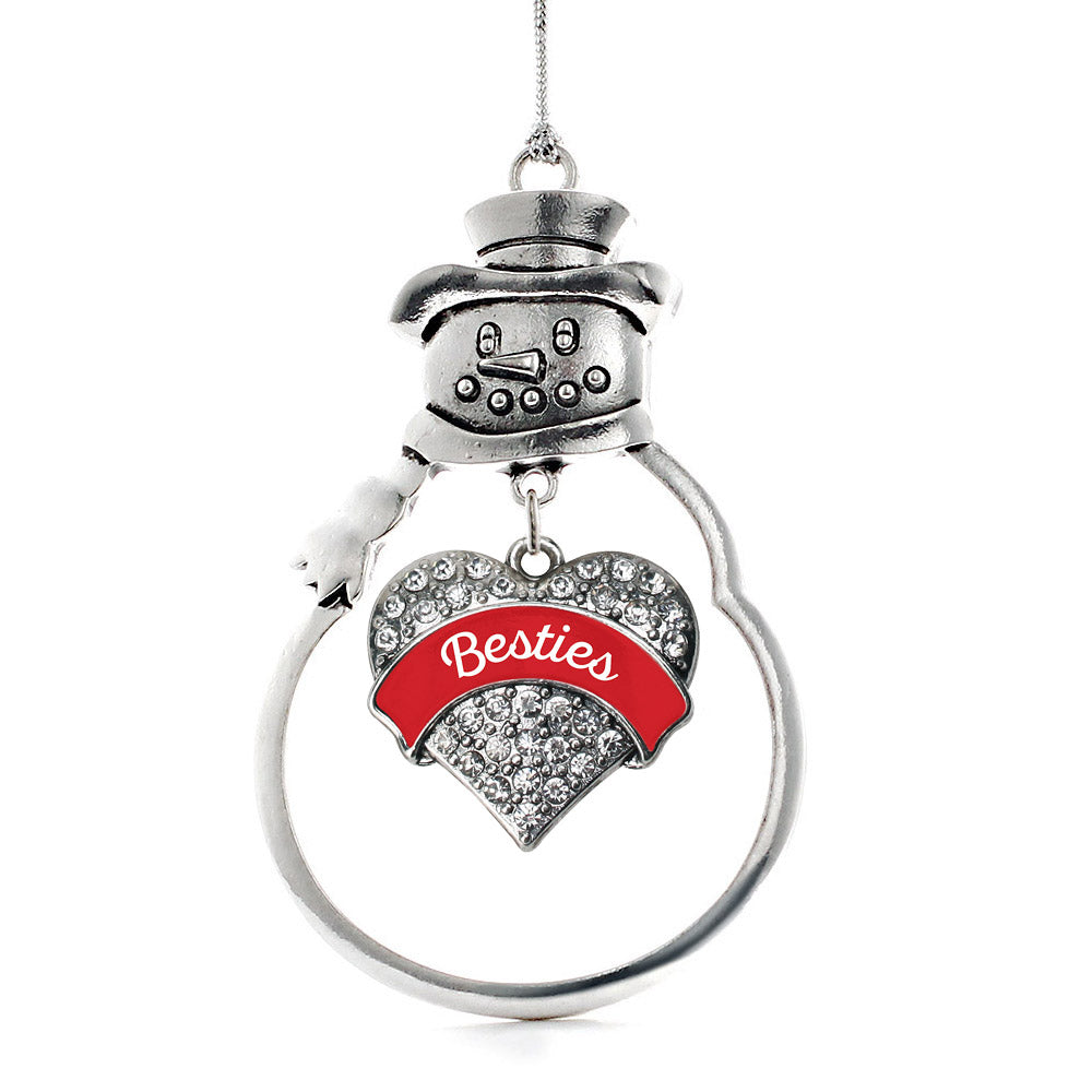Red Besties Pave Heart Charm Christmas / Holiday Ornament