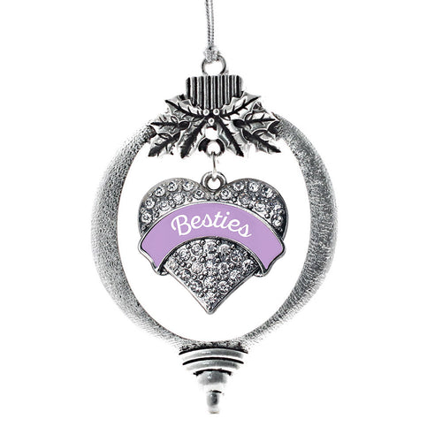 Lavender Besties Pave Heart Charm Christmas / Holiday Ornament