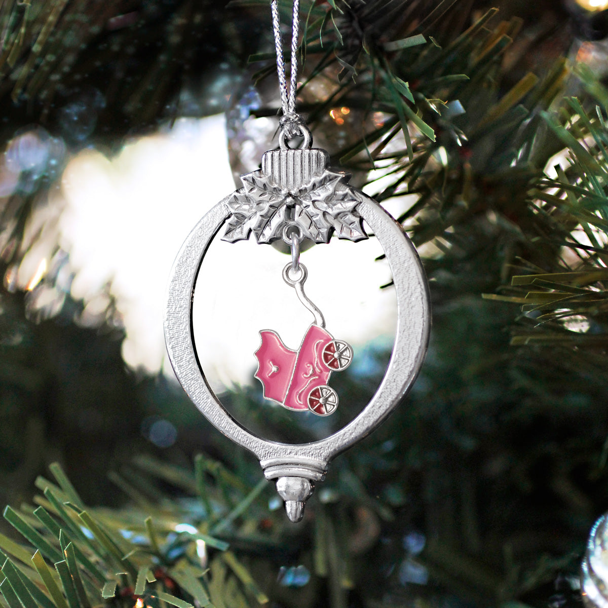 Pink Stroller Charm Christmas / Holiday Ornament