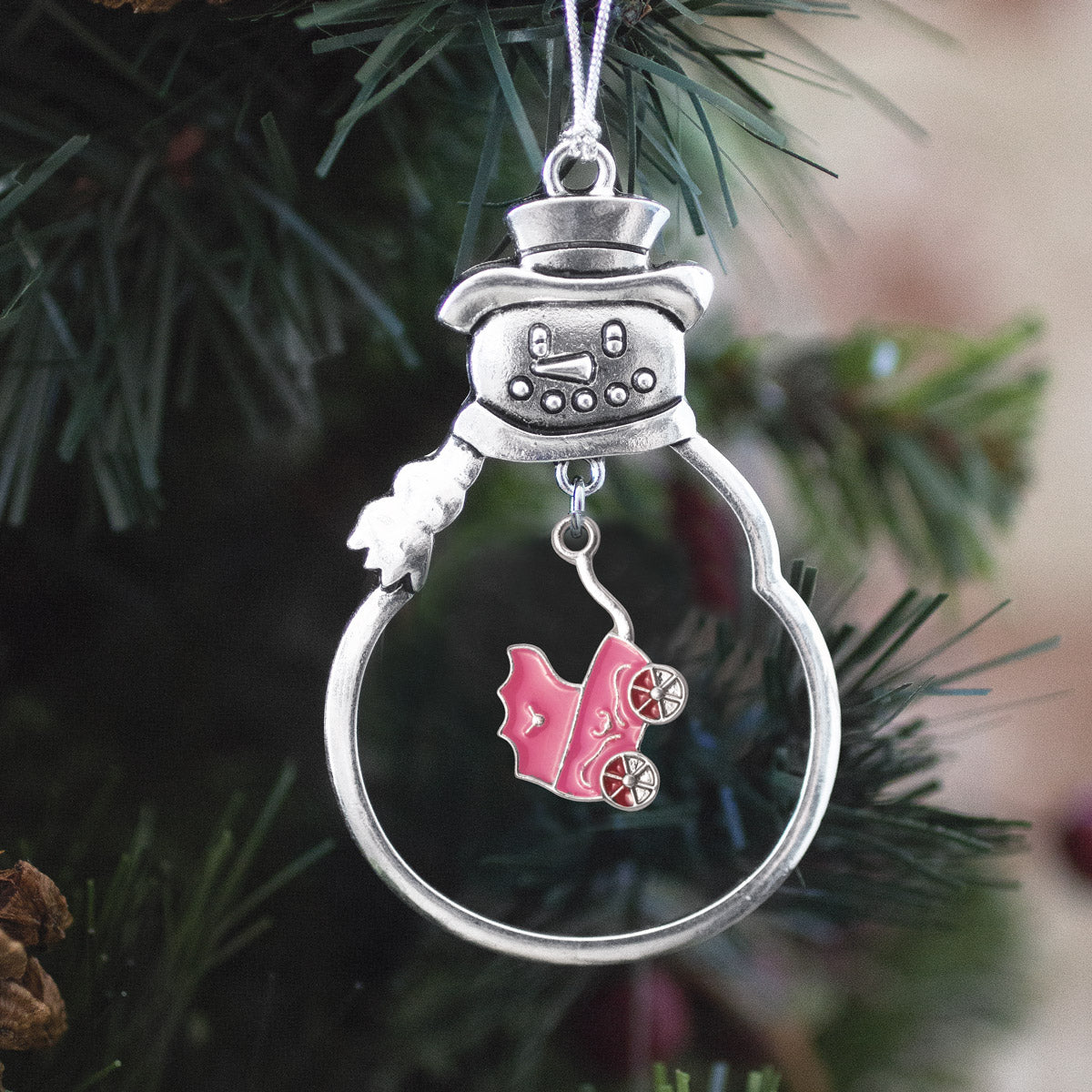 Pink Stroller Charm Christmas / Holiday Ornament