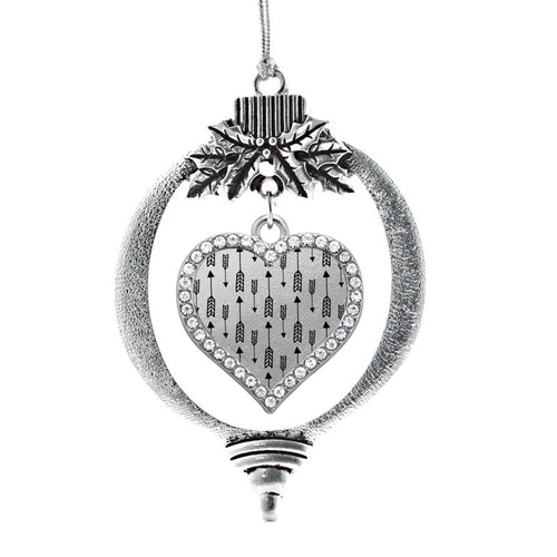 Arrow Pattern Open Heart Charm Christmas / Holiday Ornament