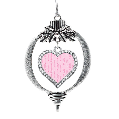 Pink Arrow Pattern Open Heart Charm Christmas / Holiday Ornament