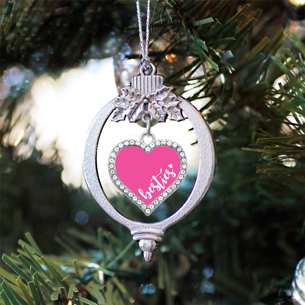 Pink Besties Open Heart Charm Christmas / Holiday Ornament
