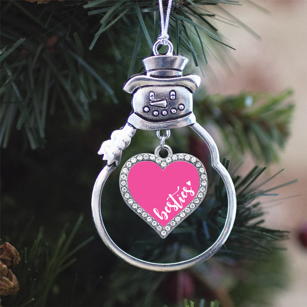 Pink Besties Open Heart Charm Christmas / Holiday Ornament