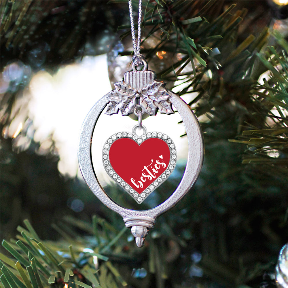 Red Besties Open Heart Charm Christmas / Holiday Ornament