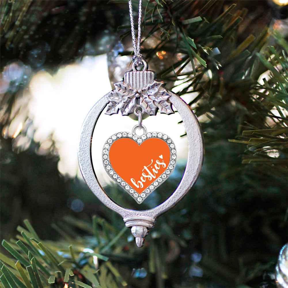 Orange Besties Open Heart Charm Christmas / Holiday Ornament