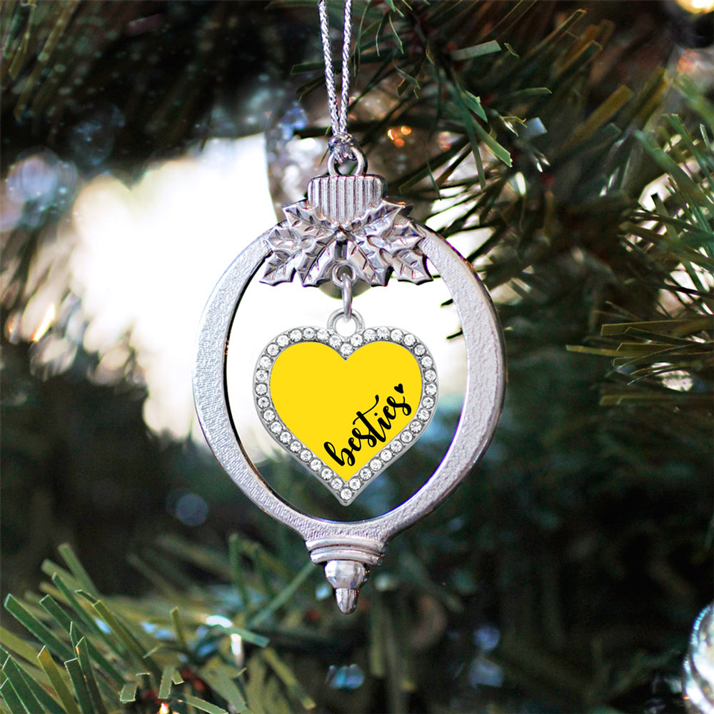 Yellow Besties Open Heart Charm Christmas / Holiday Ornament