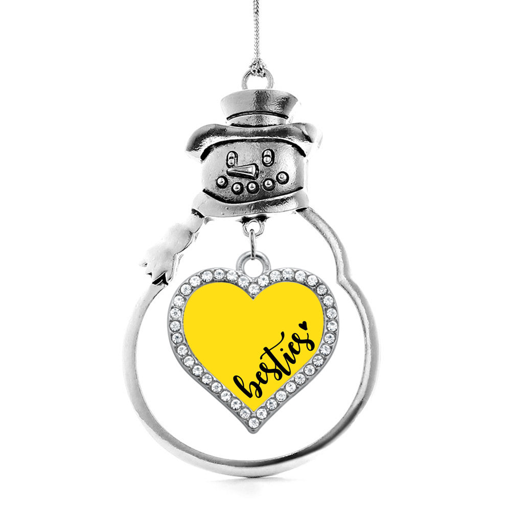 Yellow Besties Open Heart Charm Christmas / Holiday Ornament