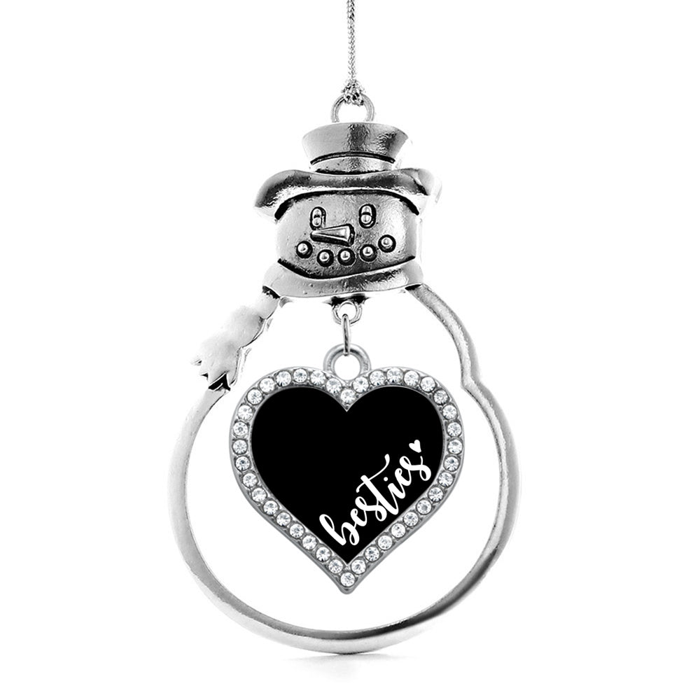 Black and White Besties Open Heart Charm Christmas / Holiday Ornament