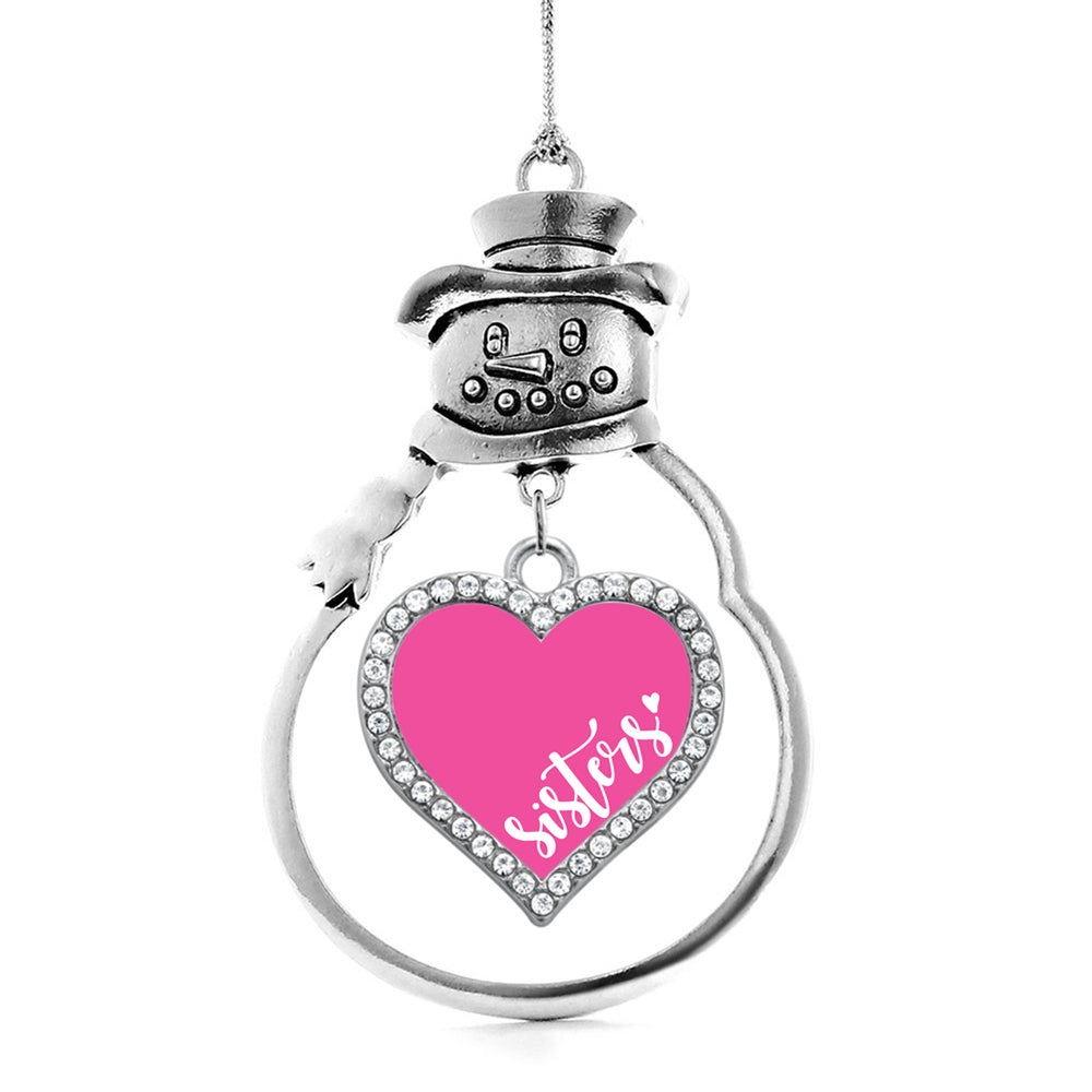 Pink Sisters Open Heart Charm Christmas / Holiday Ornament