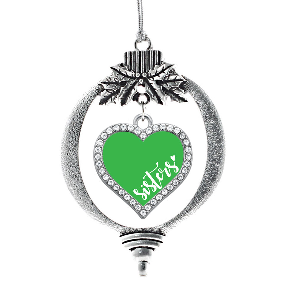 Green Sisters Open Heart Charm Christmas / Holiday Ornament
